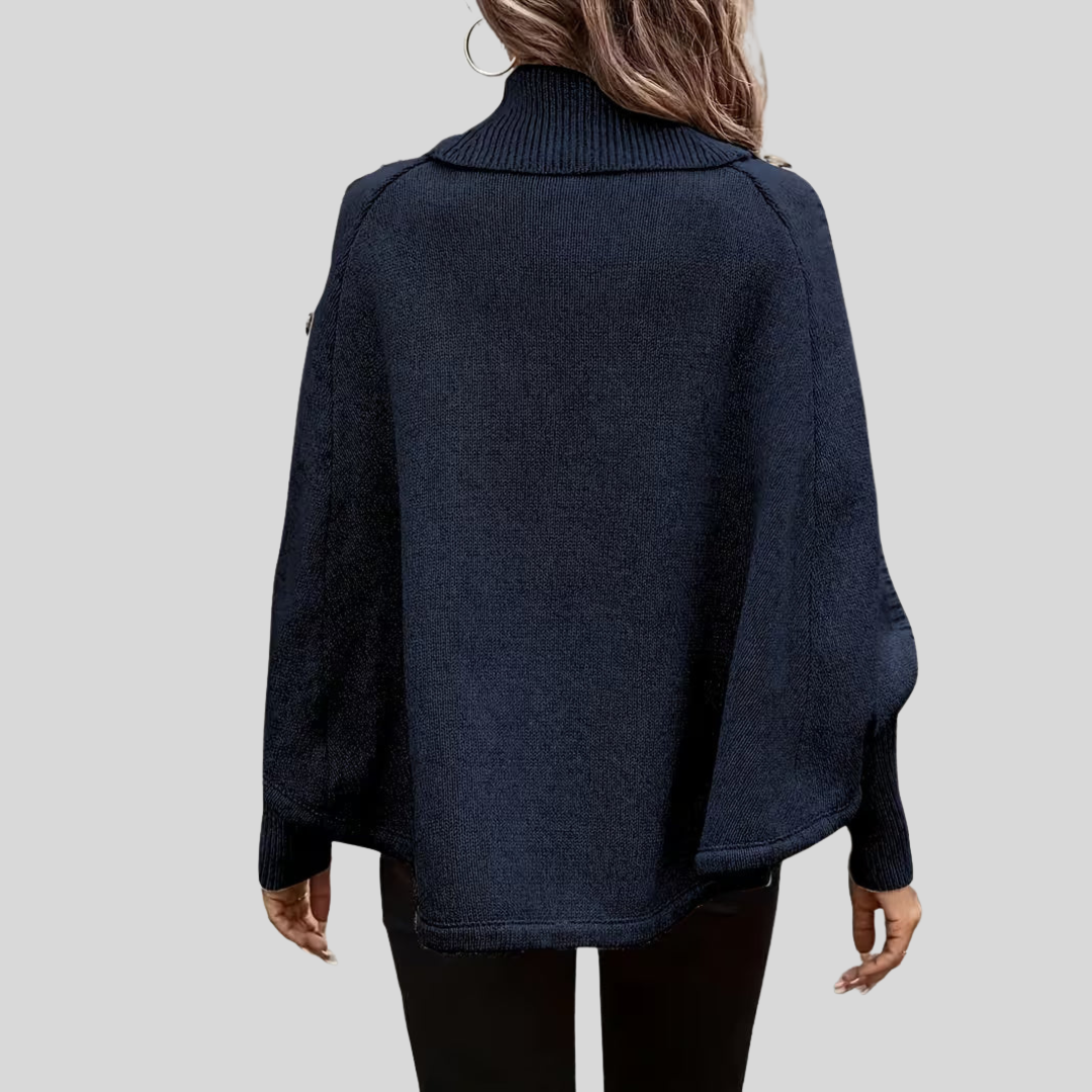 Twisted Roll Neck Poncho for Women Léa