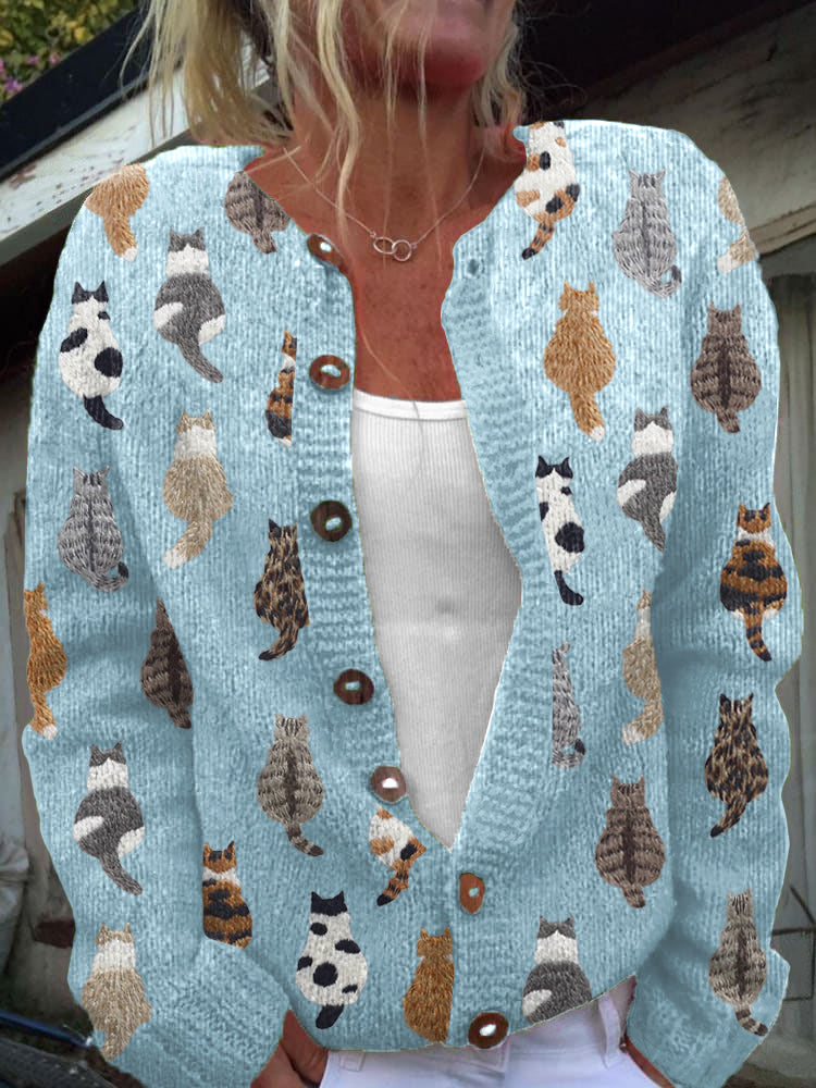 Marianne | Cosy Cat Print Cardigan