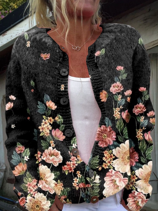 Annemarie | Floral Cardigan with Buttons