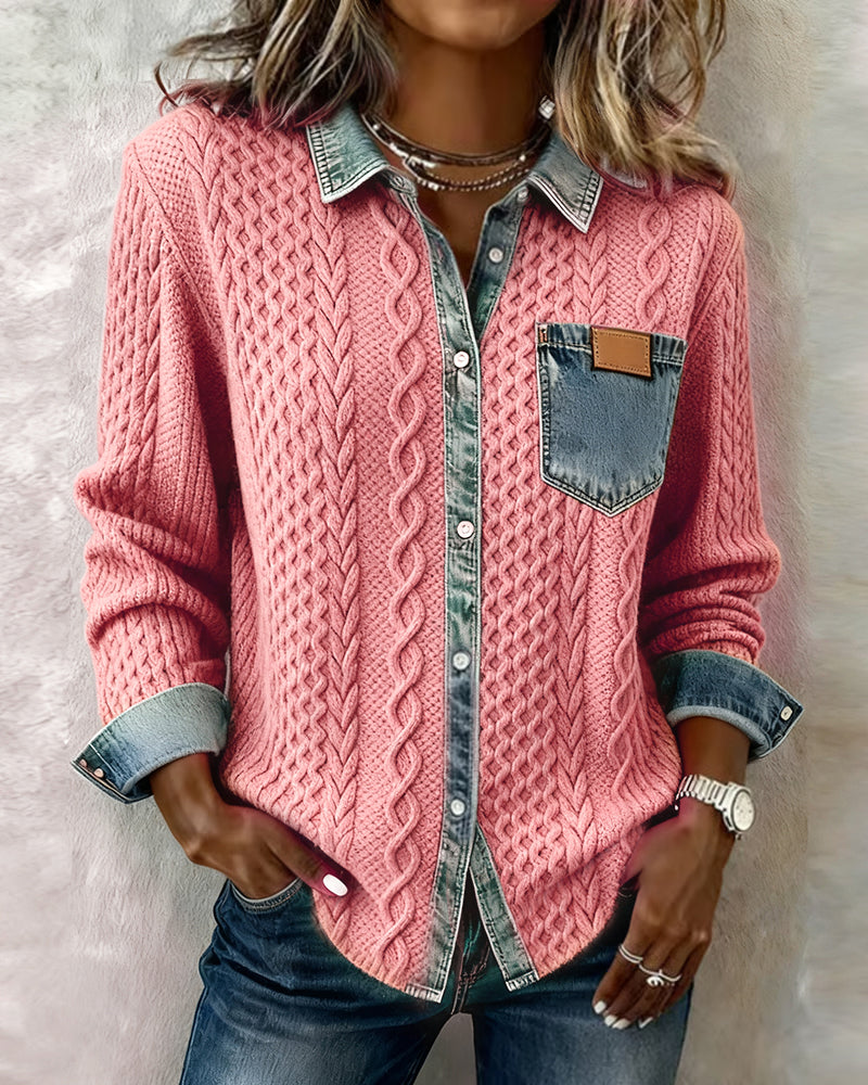 Twisted Knit Shirt for Women in Light