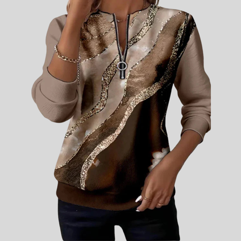 Marble Print Zip Sweatshirt for Women Mathilde