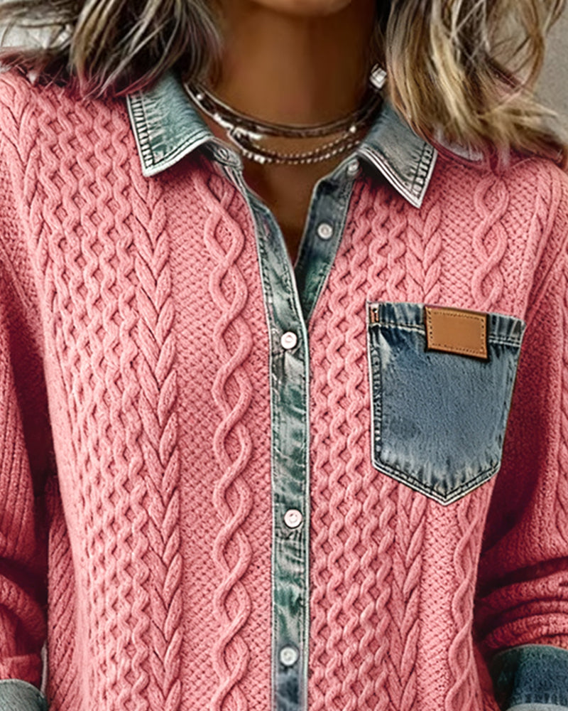 Twisted Knit Shirt for Women in Light