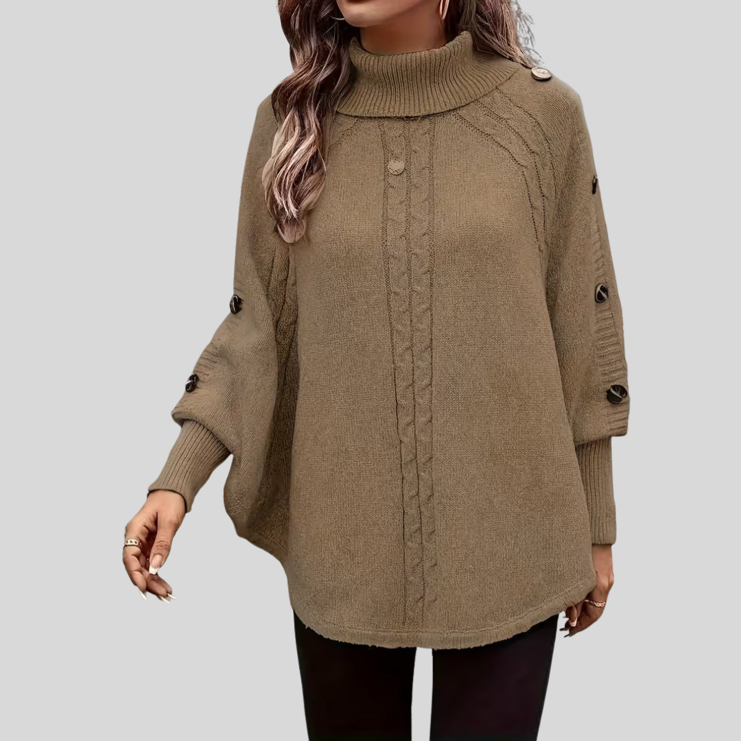 Twisted Roll Neck Poncho for Women Léa