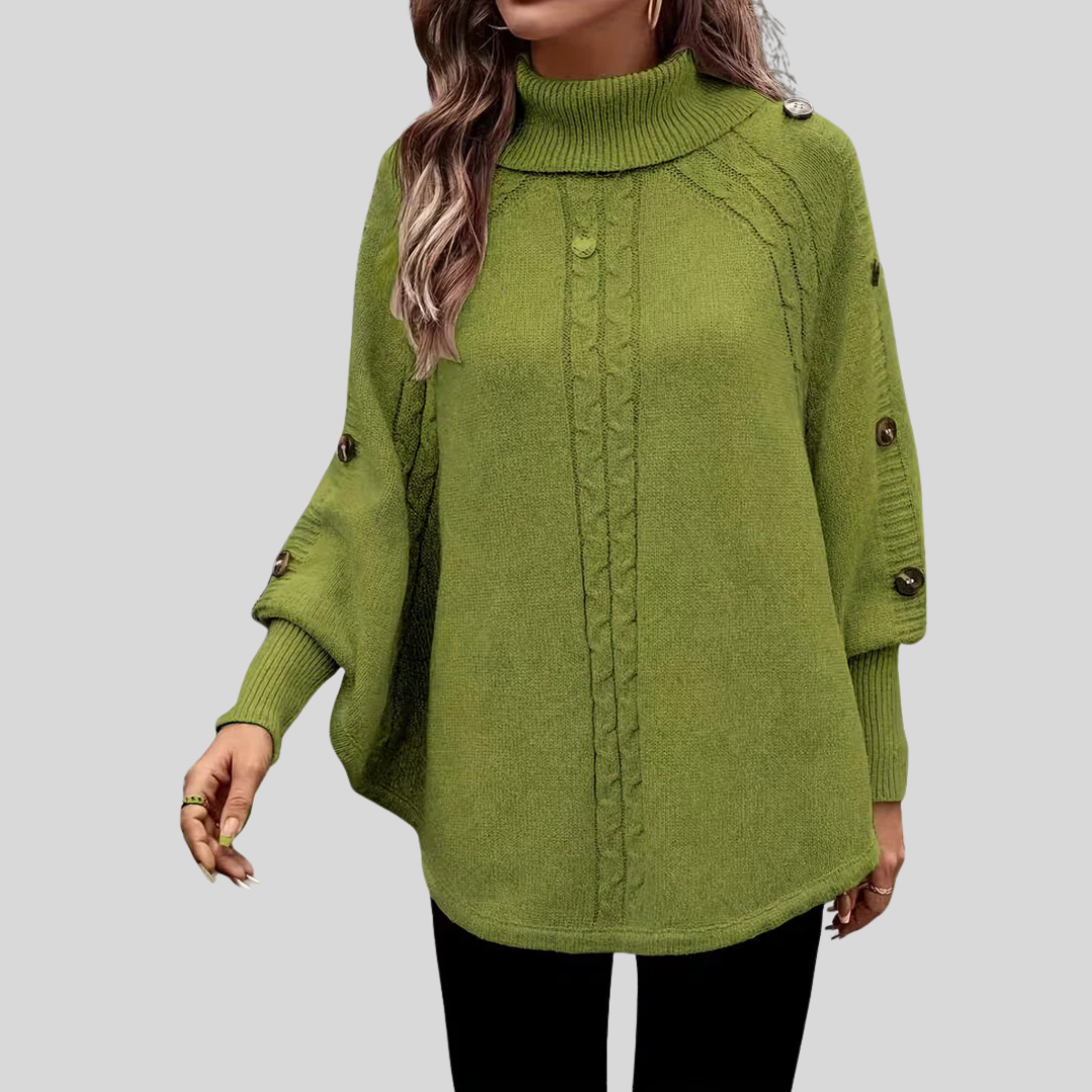 Twisted Roll Neck Poncho for Women Léa