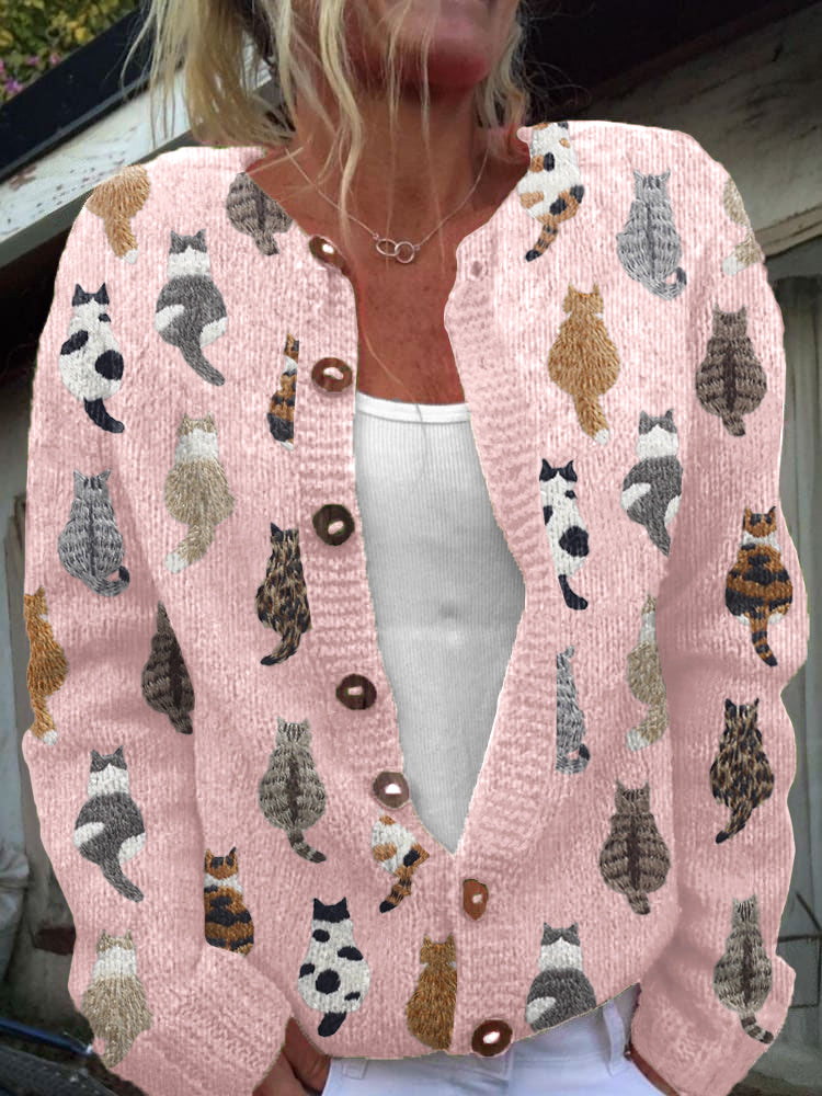 Marianne | Cosy Cat Print Cardigan