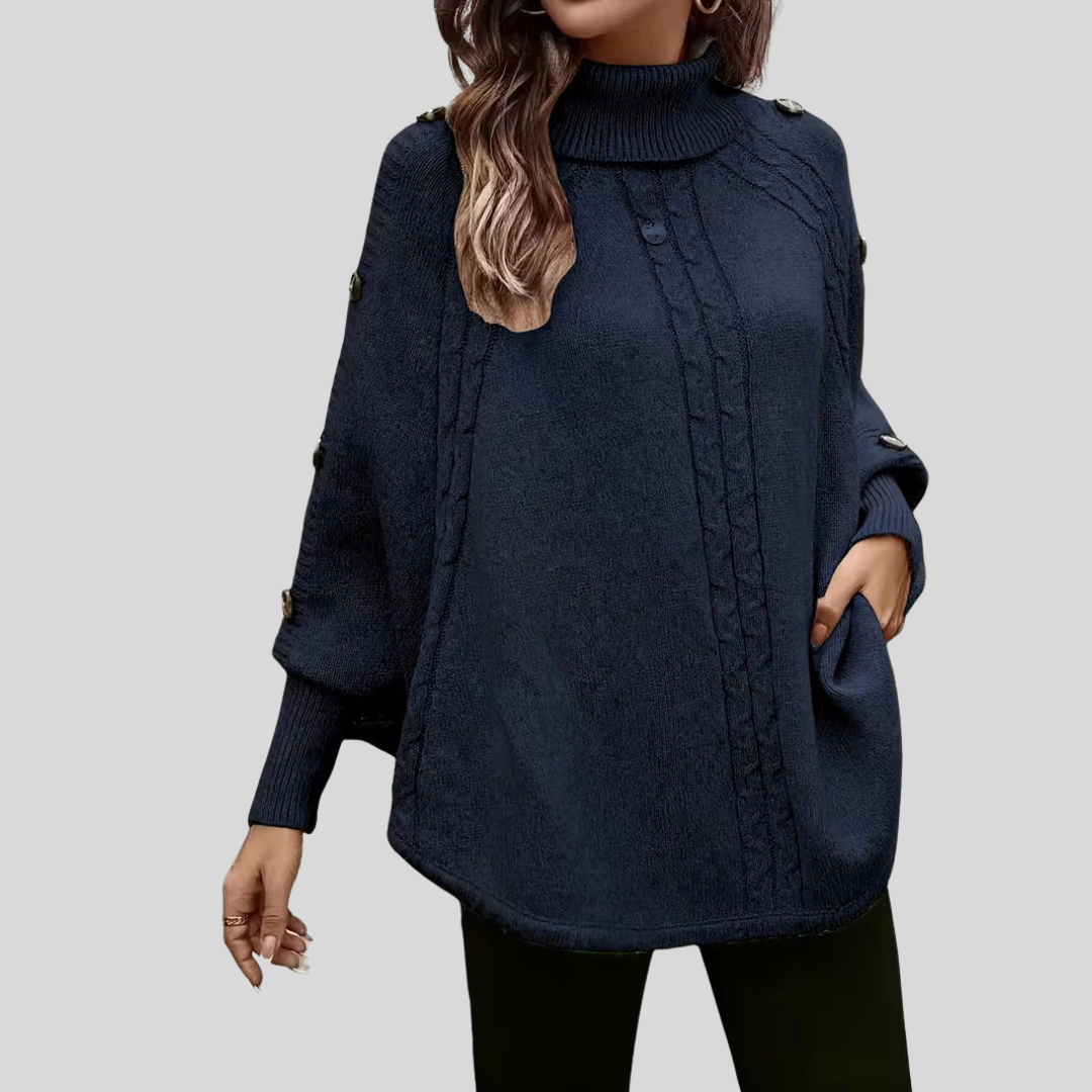 Twisted Roll Neck Poncho for Women Léa
