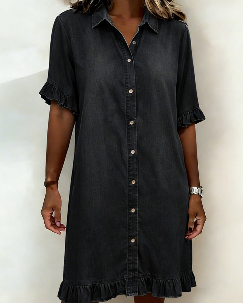 Novaro London®| Comfortable Denim Dress with Flattering Ruching